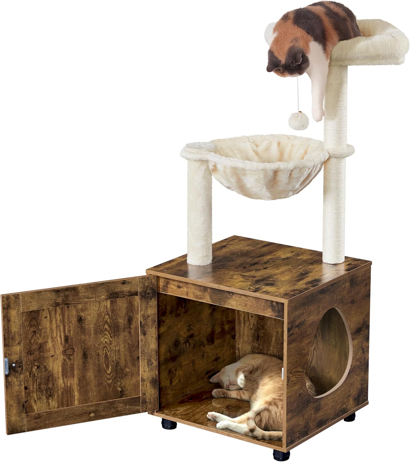 Ansamblu pisici cu dulap nisip 125 cm |YT 614192 Rustic BrownBeige