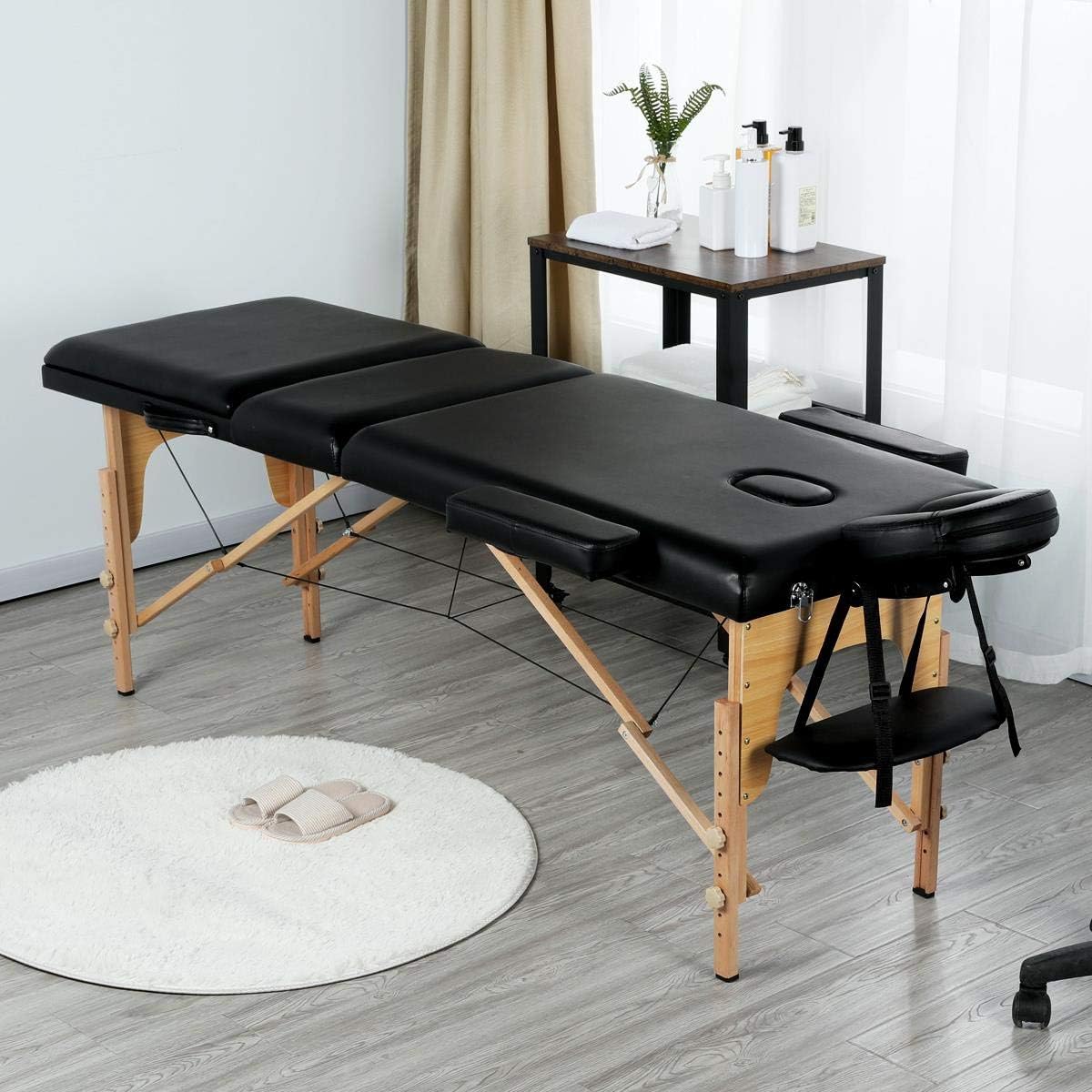 Masă masaj pliabilă, reglabilă, confort profesional |YT 610889 Black